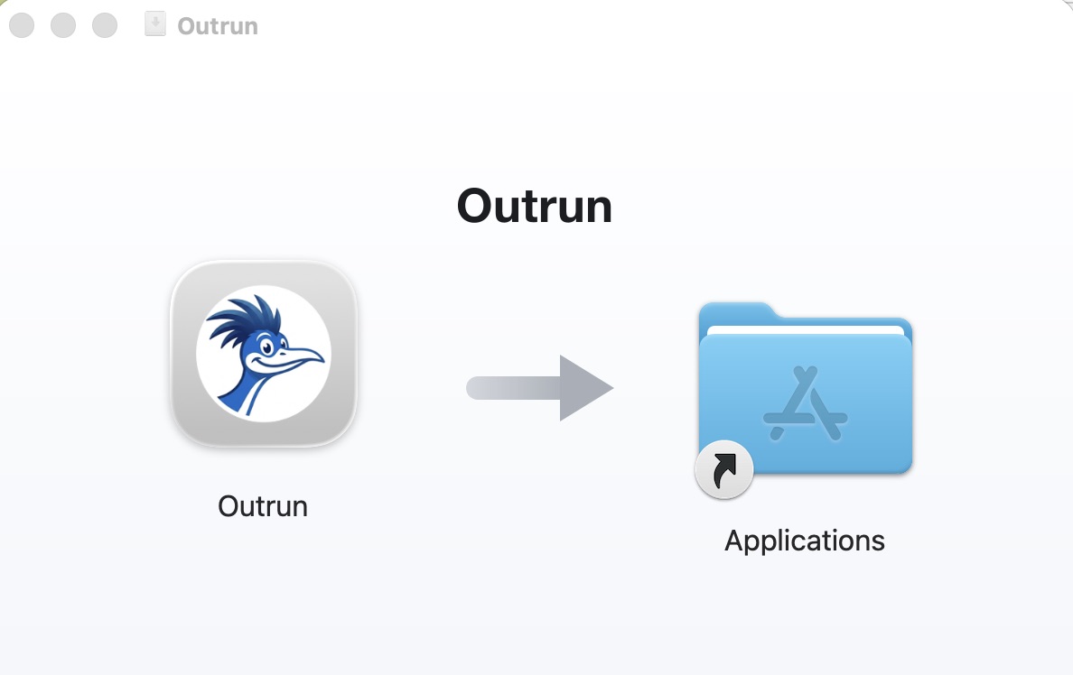Перетаскивание Outrun в папку Applications
