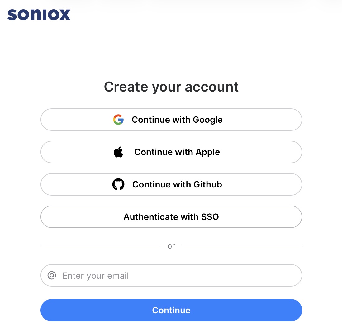 Soniox sign-in screen with Continue with Google